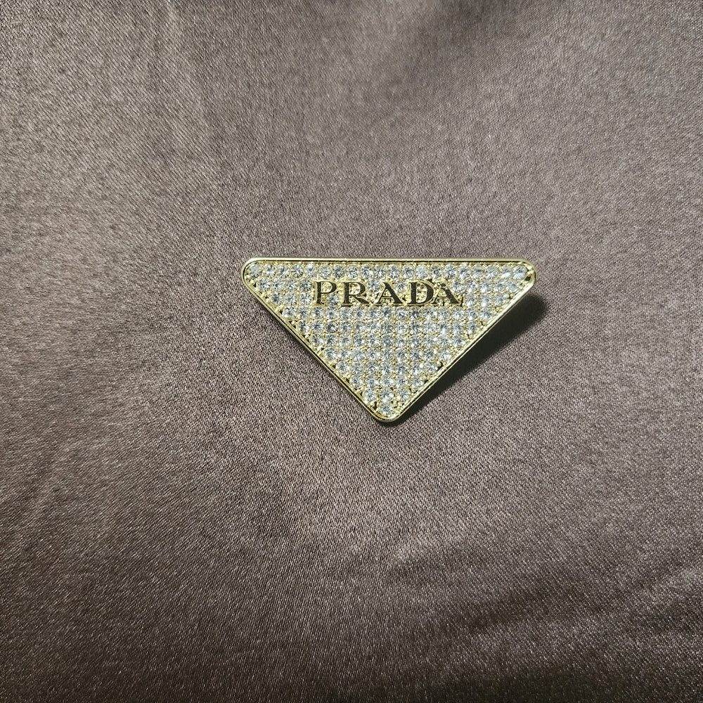 Prada Triangular Gold Rhinstone Brooch - Picture 4 of 4